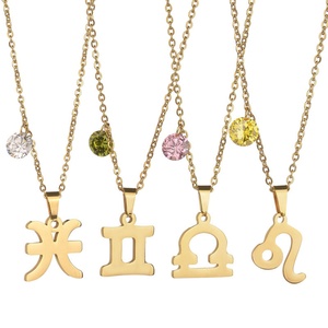 Collar con Colgante de Piedra de Nacimiento de Circonita, Chapado en Oro de 18K, Multicolor, Económico, para Mujer, con Signo Zodiacal Brasileño, XRNH4 - Product Image 1