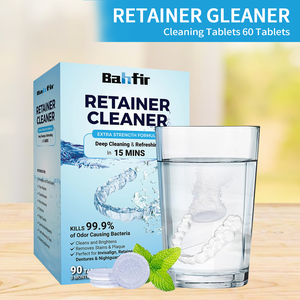 Bahfir Retainers 清洁片剂 美白牙齿和去除烟渍 薄荷味 天然成分，可消除口臭 90 片 - Product Image 5