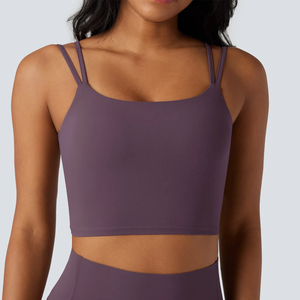 Soutien-gorge de sport personnalisé à double bretelle torsadée pour femme, col en U, dos ouvert, soutien-gorge intégré, crop top de yoga, <span class=keywords><strong>pilates</strong></span>, gym, fitness, vêtements de sport - Product Image 2
