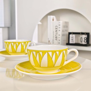 Premium 15-Piece Yellow Geometric Ceramic <b>Tea</b> <b>Set</b> Teapot Cup And Saucer For Afternoon <b>Tea</b> And Gifting - Product Image 4