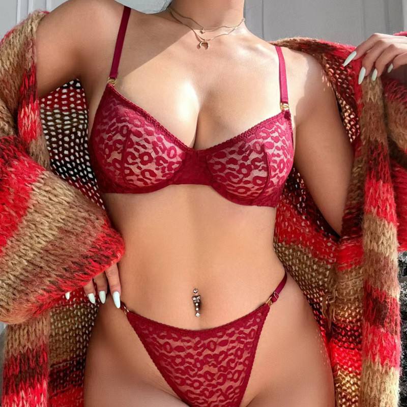 Wholesale Splicing Lace Gathered Lingerie Set Sexy Ultra-thin Breathable Comfortable Women's Underwear Set