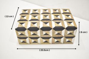 Luxury Geometric Pattern Decorative <b>Storage</b> Box with Lid Wooden Resin <b>Tabletop</b> Organizer Available at Wholesale Price - Product Image 4