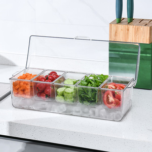 4/5 kompartemen nampan penghias bening server bumbu dingin dengan tutup untuk Bar OEM grosir penyimpan makanan bawah es transparan - Product Image 5