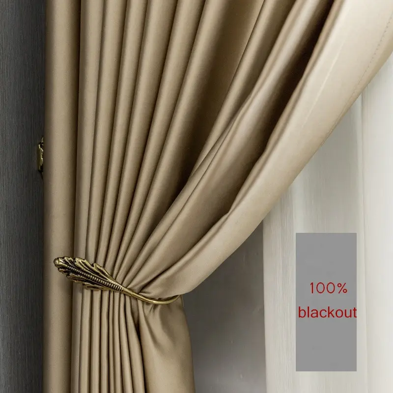Oro di seta Blackout ready tende Isolamento Termico per Soggiorno camera da letto di lusso di spessore solido tenda della finestra di trattamento