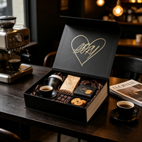 Coffret Cadeau Café Noir avec Tasse de Voyage, Sachet d'Espresso, Biscuits, Fèves de Chocolat, Emballage Café, Vente en Gros, Alimentation, Boulangerie, Ensemble Cadeau
