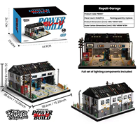 Happy Build PB8867 Garage de réparation de style japonais avec vue sur la rue et éclairage LED, 3548 pièces, Diorama d'atelier automobile, Ensembles de blocs de construction