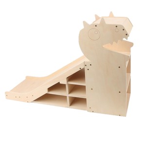 Étagère de rangement pour voitures jouets dinosaures en bois, 4 niveaux avec piste de glisse pour l'organisation de la chambre des enfants - Product Image 5