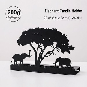 Portacandele Elefante in Ferro Nero, Supporto per Candele Tealight con Silhouette Safari Africano, Centrotavola in Metallo a Forma di Animale per Decorazione Tavolo e Caminetto - Product Image 4