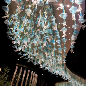 Lustre moderne en verre soufflé artisanal, forme de fleur, décoration artistique, LED à intensité variable, angle de faisceau de <span class=keywords><strong>50</strong></span>°, hôtel, 4100K neutre - Product Image 1