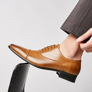 2025 Men's casual business style genuine leather Oxford <b>shoes</b>, high-quality lace-up wedding - Product Image 3