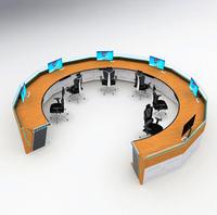 Station de travail circulaire personnalisée, console de salle de contrôle, table combinée, console de surveillance du centre de commande
