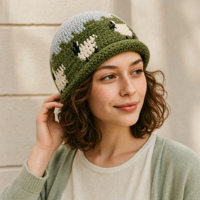 Sombrero Cloche de Acrílico Personalizado con Diseño de Crochet, Estilo Hecho a Mano, Ala Estrecha, Gorra de Moda para Mujeres y Hombres