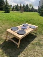 Table de pique-nique pliante en bois de style bohème, artisanale, portable, pour l'extérieur