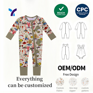 Breathable Bamboo Viscose Double Zipper Baby <strong>Jumper</strong> Romper Customizable Bodysuit Embroidered Baby Romper - Product Image 1
