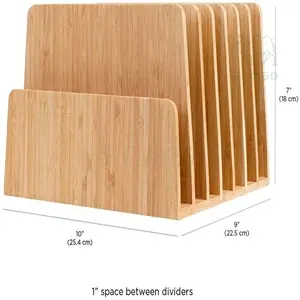 7 Slots Bamboo Desktop File Folder <b>Organizer</b> and Paper Tray - Product Image 4