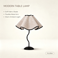 Lampe d'ambiance LED moderne et simple, à piles, à intensité variable, en forme de pétale, avec corps en tissu et en fer, protection oculaire, pour chambre à coucher, chevet et bureau
