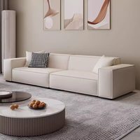 Italienisches Minimalistisches Wohnzimmer-Sofa, Tofu-Block Stoffsofa für Empfangsbereich, Luxuriöses Gerades Sofa-Set