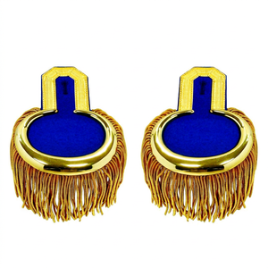 Epaulettes Ligeros para Exteriores con Flecos de Bullion, Insignias Metálicas para Uniforme, Parches Bordados Azules con Inlay para Rango, para Marcha - Product Image 1