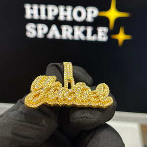 Personalized <b>Name</b> Pendant 2 Inch 925 Silver 14K Gold Plated Moissanite Diamond Hip Hop Luxury Bling <b>Chain</b> Jewelry for Men Women - Product Image 3