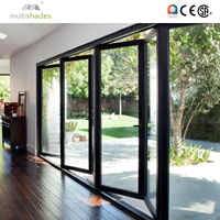 Porte pliante moderne en aluminium certifiée NFRC, vente en gros, panneau pliant double vitrage sur mesure pour balcon, patio, cloison extérieure