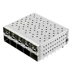 Connecteur de cage de port à fibre <span class=keywords><strong>optique</strong></span> empilable SFP SFP+ 2X5 ASSY avec joint EMI métallique et tubes optiques - Product Image 2