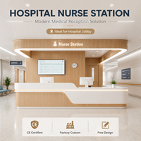 Comptoir d'accueil moderne pour hôpital, bureau médical, comptoir d'accueil en bois blanc pour clinique, hauteur réglable, prix usine