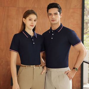 เสื้อโปโลสำหรับผู้ชายเครื่องแบบทำงานผ้าฝ้ายปักโลโก้ตามสั่ง - Product Image 2