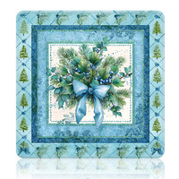 Tapis de table carré style patchwork motif cabane bonhomme de neige et cadre floral, pour jeu de mahjong américain, idéal pour les jeux d'intérieur de Noël