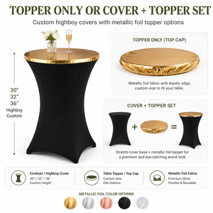 Metallic Spandex Cocktail Table Cover Stretch Highboy Bar <b>Tablecloth</b> for Hotel Banquet Wedding Event - Product Image 4