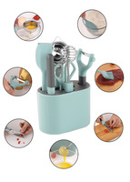Accessoires de rangement de cuisine 8 pièces Ensemble de gadgets de cuisine Ustensiles en acier inoxydable avec silicone pour la cuisine à domicile