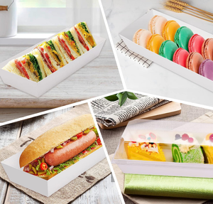 Trắng Dùng Một Lần Món Tráng Miệng Container Rõ Ràng Nắp Nổi Charcuterie Hộp Cho Bánh Sandwich Cuộn Cho Cookie Sushi Dùng Một Lần Giấy - Product Image 4