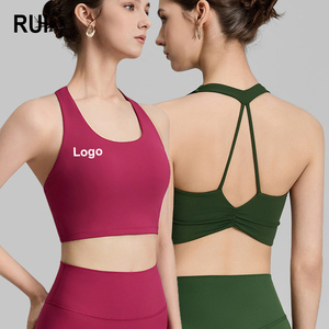 RUIQUWIN 2026 Women's Hollow Backless Halter Sports Bra Nude Feel Breathable High Support Tank Top Daily Fitness Yoga Wear - Product Image 1