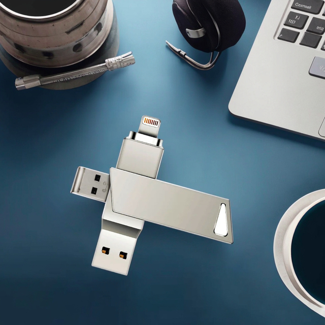 Metal Typo C 64gb Memory Usb Stick High Speeds Flash Drive128gb 256gb 512gb 1tb Solid State Drive Ssd 2 in 1 Usb Flash Drive