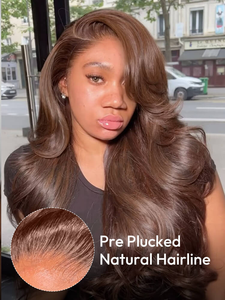 Visage encadrement Kash poupée boucles couches coupe lâche corps vague chocolat brun 13x4 pleine <span class=keywords><strong>dentelle</strong></span> transparente perruques de cheveux humains - Product Image 3