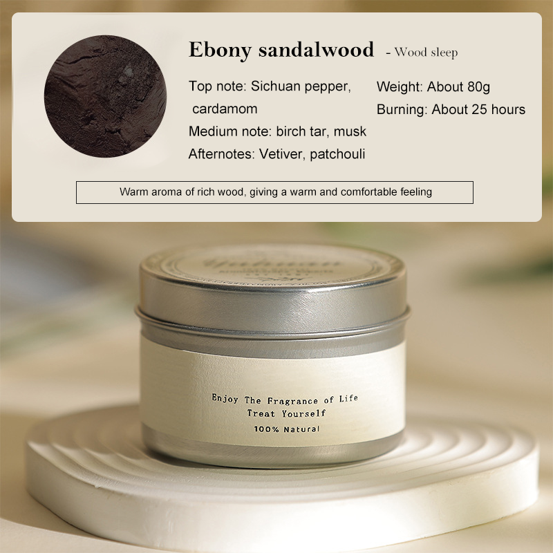 Silver Iron Box Aromatherapy/Ebony Sandalwood - Wax 80g