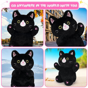 Produits les plus vendus 2024 personnalisé mignon <span class=keywords><strong>chat</strong></span> noir animaux en peluche <span class=keywords><strong>coussin</strong></span> <span class=keywords><strong>chauffant</strong></span> <span class=keywords><strong>micro</strong></span>-ondable pour les crampes et le soulagement de la douleur menstruelle - Product Image 2