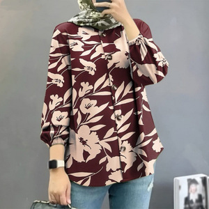 Auf Lager: Grenzüberschreitend für Malaysia 2025 – Neue Damen-Frühlingsbluse aus Polyester mit modischen Puffärmeln und Blumenmuster - Product Image 3