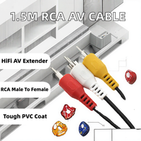SZVIVID 1.5M RCA Kabel Ekstensi Audio Video Koaksial Male/Female Konektor Kabel AV Pelindung PVC Berjaring untuk Komputer