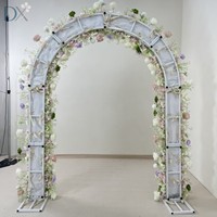 Backdrop Bunga Artifisial Lavender Pink Hijau Putih Bentuk U untuk Dekorasi Pesta Pernikahan Grosir