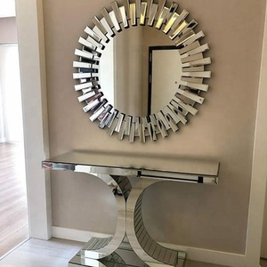 مستطيل مربع الكلاسيكية البريدي الفضة مرآة Sunburst مرآة مثبتة على الجدار الأثاث - Product Image 4