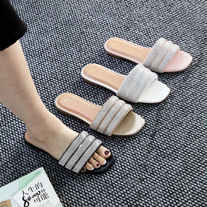 Sandalias y Pantuflas Casuales de Verano para Mujer, Elegantes y de Alta Calidad, con Pedrería, Ligeras, Transpirables para Exteriores - Product Image 1