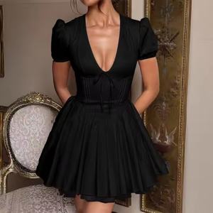 Robe d'été pour femmes en coton 100% personnalisée OEM, sans manches, décontractée, col en V, mini robe de fête en coton pour femmes - Product Image 2