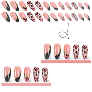 Pegatinas de Uñas Postizas ABS con Patrón de Almendra <span class=keywords><strong>Francesa</strong></span>, <span class=keywords><strong>Diseño</strong></span> de <span class=keywords><strong>Manicura</strong></span> Estilo Europeo Americano para Dedos, 24 Uñas Postizas para Usar - Product Image 3