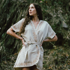Vestido de Algodón con Estampado a Mano de Inspiración Boho para Mujer, Diseñado para Festivales y Comodidad Diaria - Product Image 1