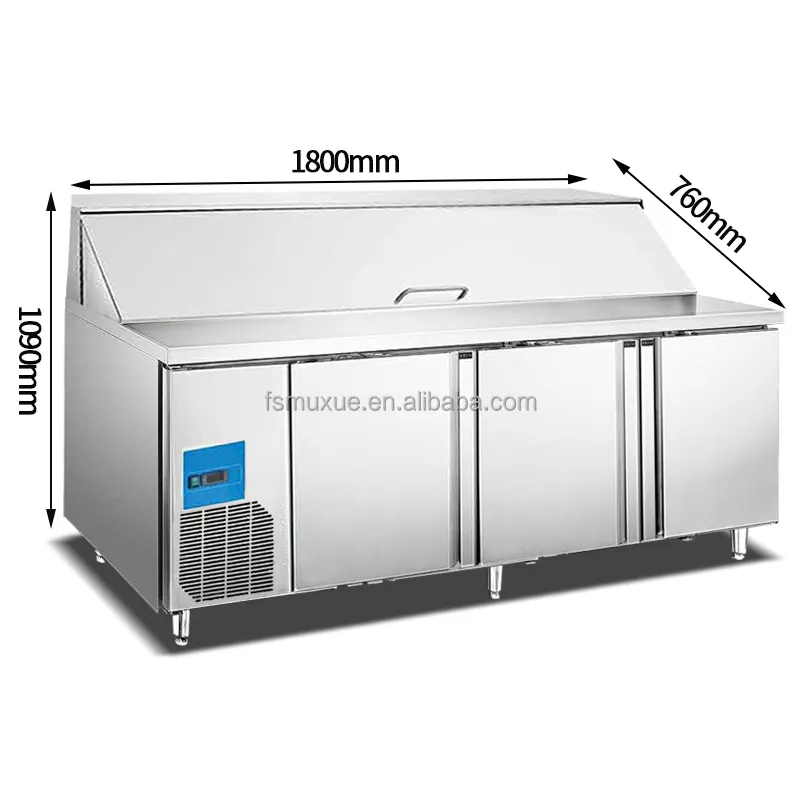 MUXUE Kühlschrank für Obst Pizza Pfannen Werkbank Vorbereitung Tisch Arbeitstisch Bank mit Lagers chrank MX-SLG1800-B