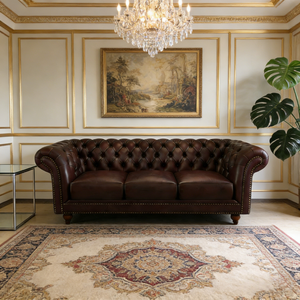 طقم أريكة تشيسترفيلد فاخر من الجلد الصناعي بمقعد واحد، أثاث للمكتب والمنزل - Product Image 3