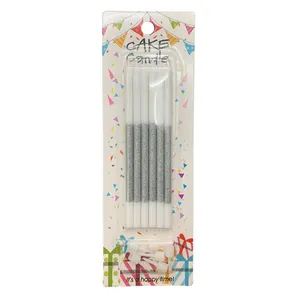 Großhandel Long Pole Pencil Candle Cake Party Geburtstag Tall Glitter Metal Sparkler Golden Slim Pillar Geburtstags kerzen