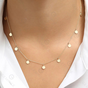 Conjunto de Collar y Pulsera Gemnel Minimalista con Cadena Delgada y Colgante de Moneda Plana para Mujer - Product Image 4