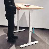 Cadre de bureau assis-debout pneumatique populaire à double jambe, 2 niveaux, avec vérin à gaz métallique, base de table réglable en hauteur pour bureau à domicile