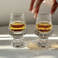 Verre à whisky transparent de style Instagram, minimaliste et moderne, en cristal rayé, pour dégustation professionnelle, importé